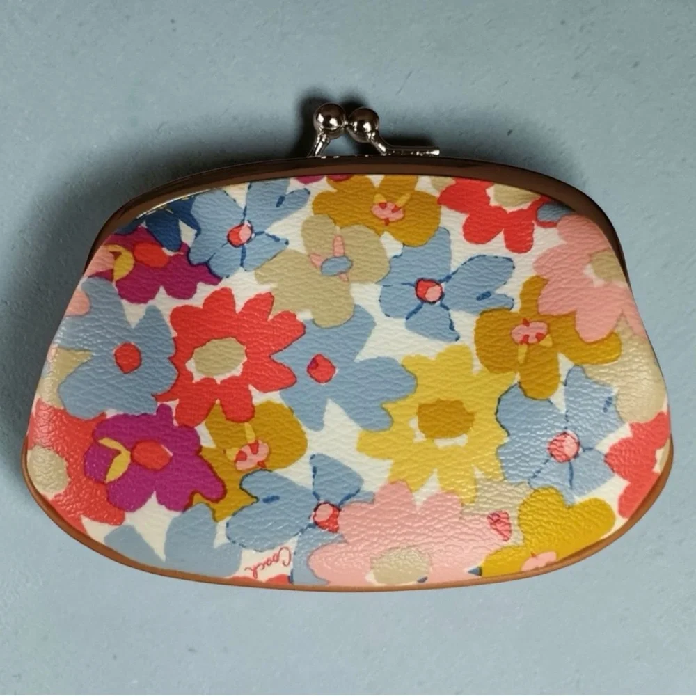 Coach Peyton Floral Kiss-Lock Coin Purse - Multicolor, NWOT - Picture 3 of 8